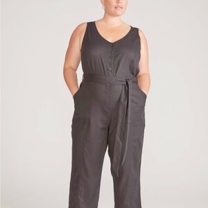 Universal Standard Matilda Black Linen Belted Jumpsuit